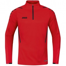 JAKO Long Sleeve Shirt Ziptop Challenge - Fleece Inside, Zipper - Red Boys